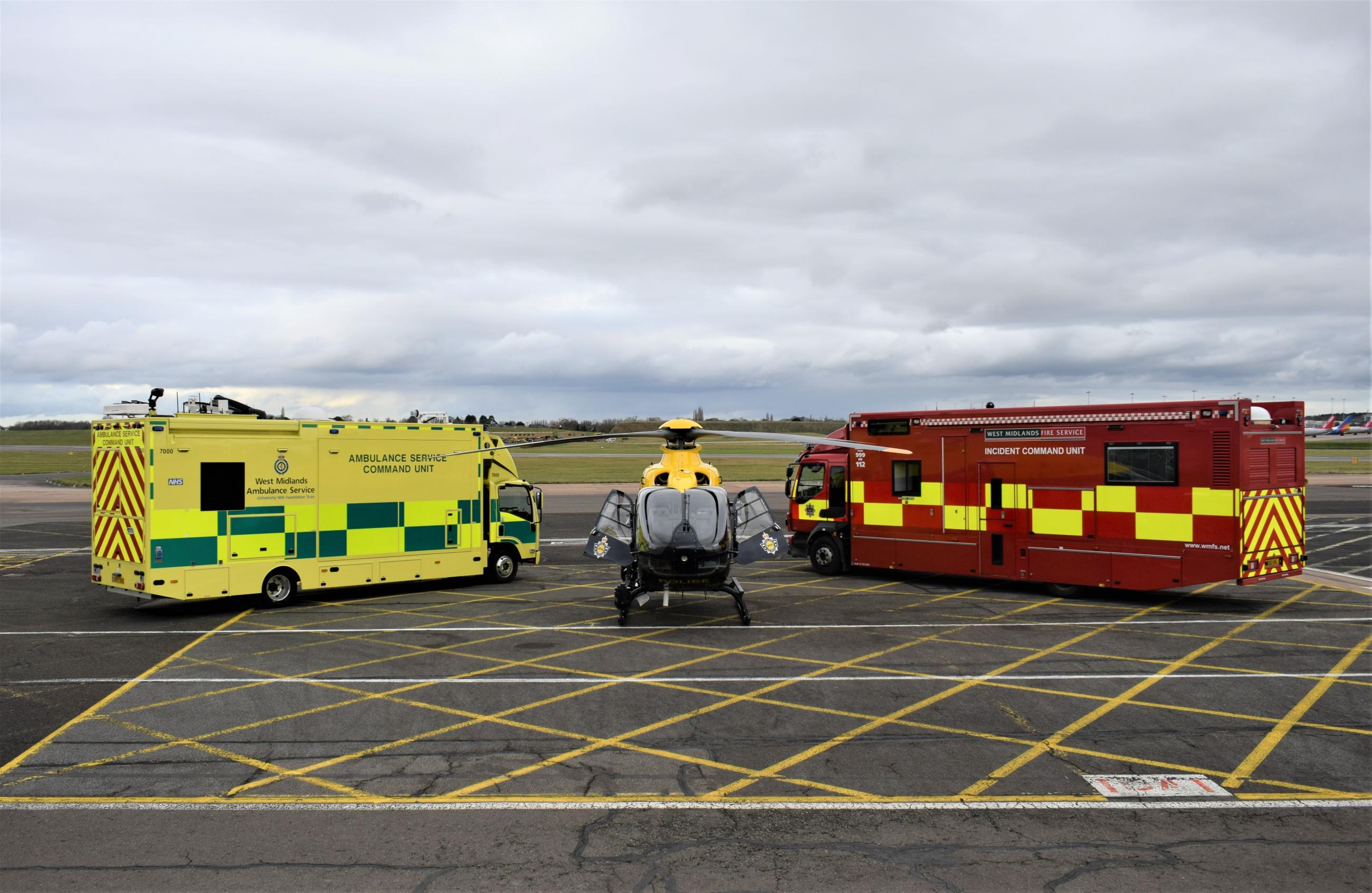 West Midlands Ambulance Service, National Police Air Service helicopter and West Midlands Fire and Rescue Service