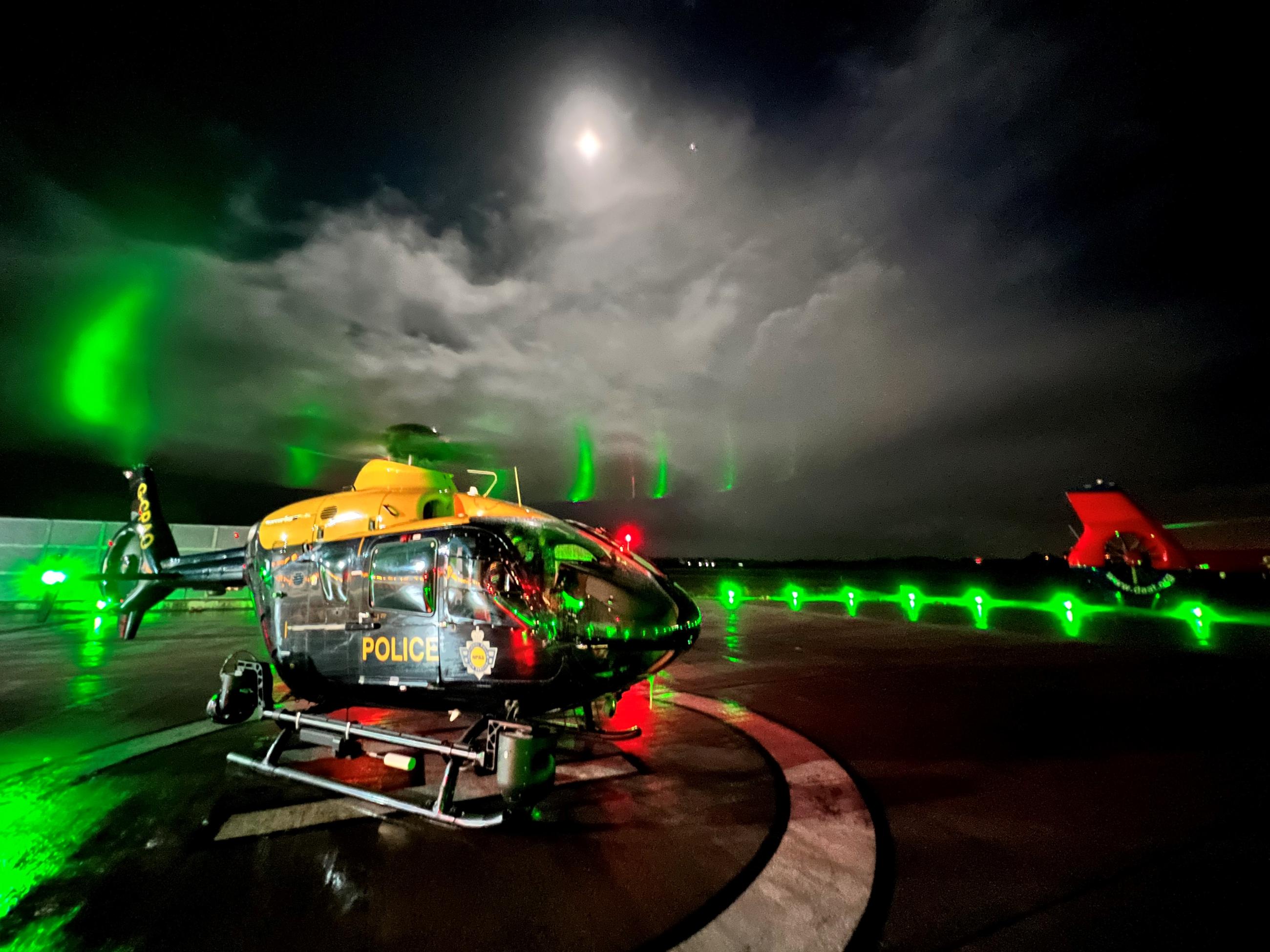 Police helicopter at night