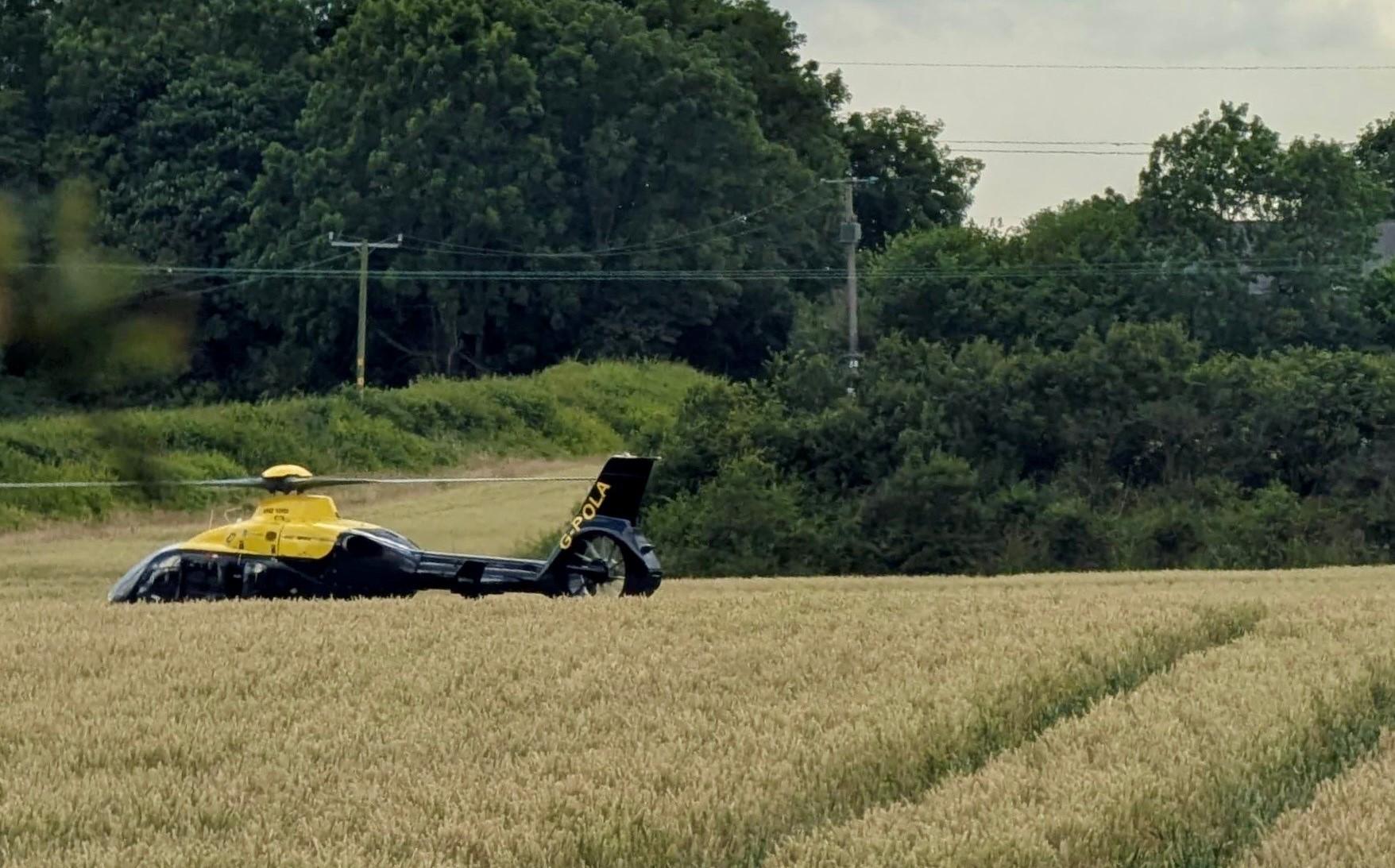 POLA comes down to land in a field
