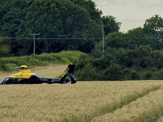 POLA comes down to land in a field